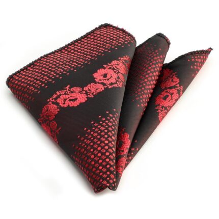 Black/Red Pocket Square for Men - Premium Silk Handkerchiefs for Suits - Celino Corp.