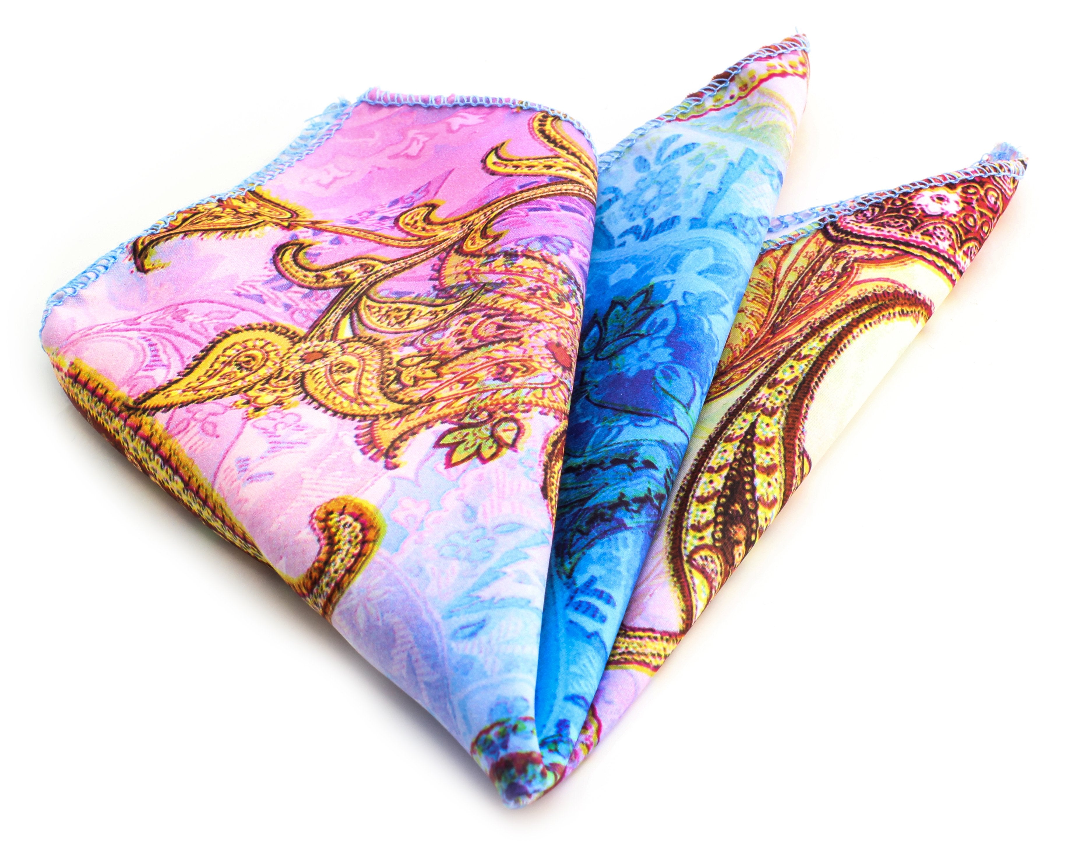 CEHA008 Parrot Paisley Pocket Square for Men - Premium Silk Handkerchiefs for Suits - Image 1