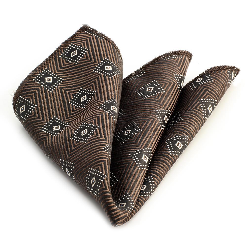 CEHA011 Brown/Black Diamonds Pocket Square for Men - Premium Silk Handkerchiefs for Suits - Celino Corp.