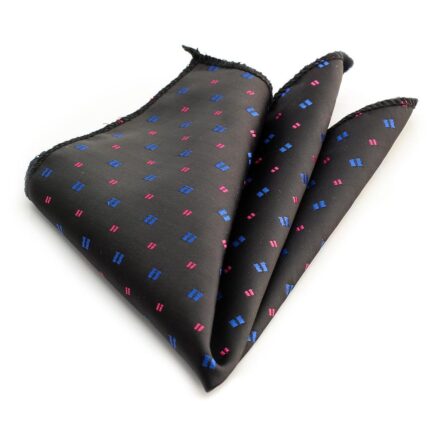 Black/White/Blue & Pink Dots Pocket Square for Men - Premium Silk Handkerchiefs for Suits - Celino Corp.