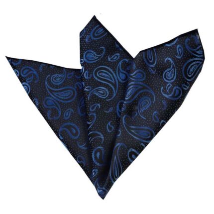 Black w/Blue Pocket Square for Men - Premium Silk Handkerchiefs for Suits - Celino Corp.
