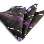 Black/Purple/White Plaid Pocket Square for Men - Premium Silk Handkerchiefs for Suits