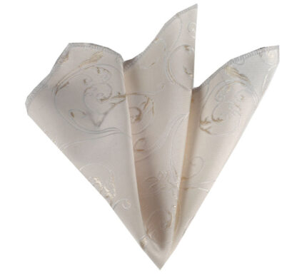 Celino White Cream Paisley Pocket Square for Men Silk Handkerchiefs for Suits