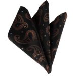 Black Gold Paisley Pocket Square for Men - Premium Silk Handkerchiefs for Suits - Celino Corp.