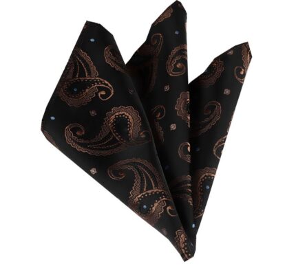 Black Gold Paisley Pocket Square for Men - Premium Silk Handkerchiefs for Suits - Celino Corp.