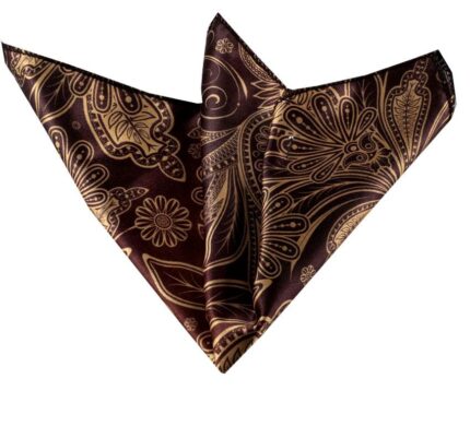 Gold Paisley Pocket Square for Men - Premium Silk Handkerchiefs for Suits