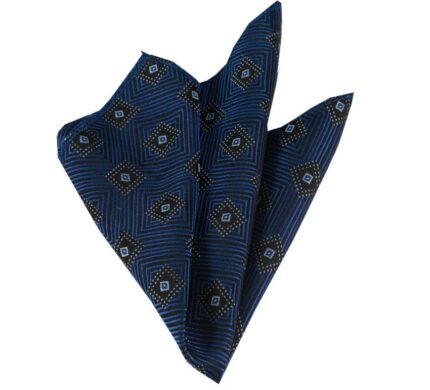 Blue with Black Pocket Square for Men - Premium Silk Handkerchiefs for Suits