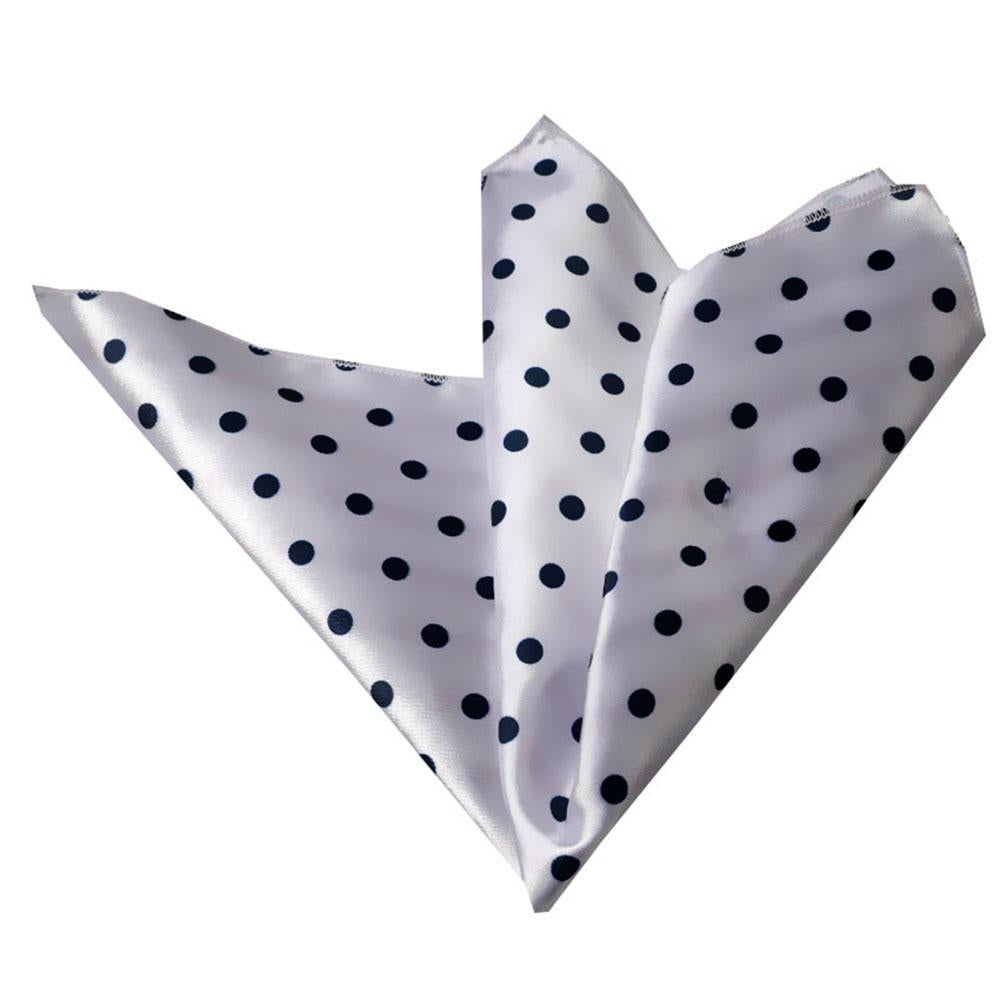 CEHA036 White with Black Dots Pocket Square for Men - Premium Silk Handkerchiefs for Suits - Celino Corp.