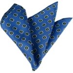 Blue with Yellow Squares Pocket Square for Men - Premium Silk Handkerchiefs for Suits - Celino Corp.