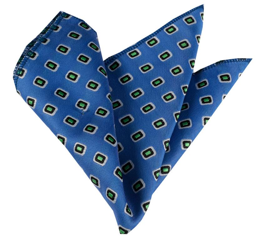 CEHA039 Blue with Yellow Squares Pocket Square for Men - Premium Silk Handkerchiefs for Suits - Celino Corp.