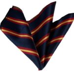 Blue with Orange Yellow Lines Pocket Square for Men - Premium Silk Handkerchiefs for Suits