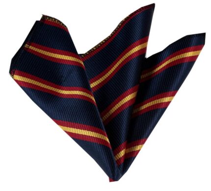 Blue with Orange Yellow Lines Pocket Square for Men - Premium Silk Handkerchiefs for Suits