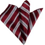 Red with White Stripes Pocket Square for Men - Premium Silk Handkerchiefs for Suits