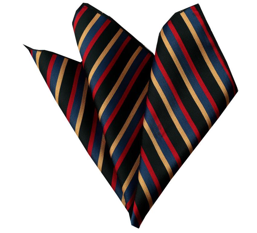 CEHA043 Blue Black Multi Stripes Pocket Square for Men - Premium Silk Handkerchiefs for Suits - Image 1