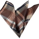 Tan Beige Plaid Pocket Square for Men - Premium Silk Handkerchiefs for Suits