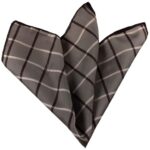 Beige Brown Plaid Pocket Square for Men - Premium Silk Handkerchiefs for Suits