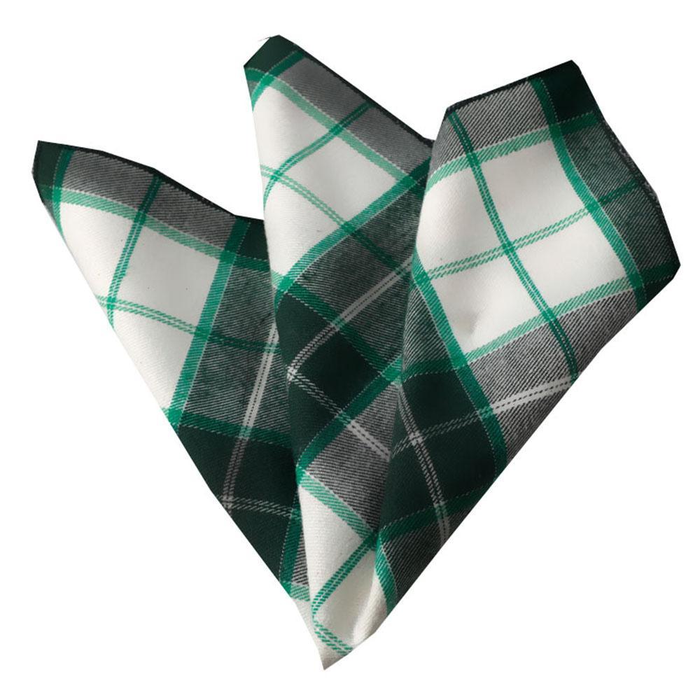 CEHA050 Green White Plaid Pocket Square for Men - Premium Silk Handkerchiefs for Suits - Celino Corp.