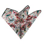Multi Color White Paisley Pocket Square for Men - Premium Silk Handkerchiefs for Suits - Celino Corp.