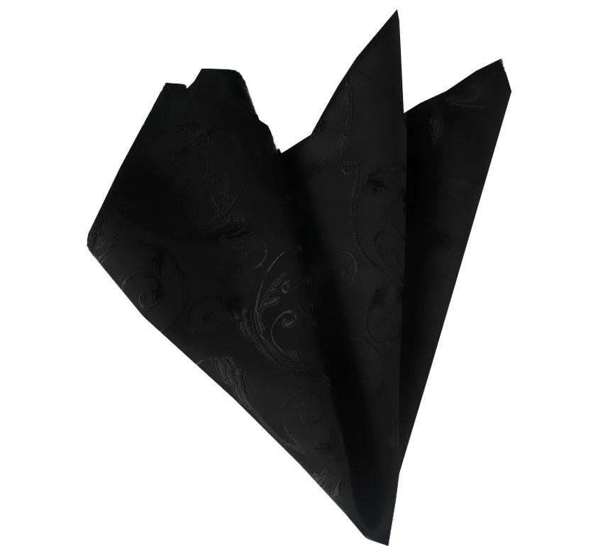 CEHA052 Black Paisley Pocket Square for Men - Premium Silk Handkerchiefs for Suits - Image 1