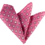 Pink With Squares Pocket Square for Men - Premium Silk Handkerchiefs for Suits