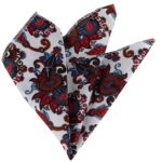 Red White Blue Paisley Pocket Square for Men - Premium Silk Handkerchiefs for Suits - Celino Corp.