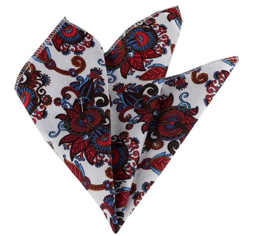 CEHA054 Red White Blue Paisley Pocket Square for Men - Premium Silk Handkerchiefs for Suits - Celino Corp.