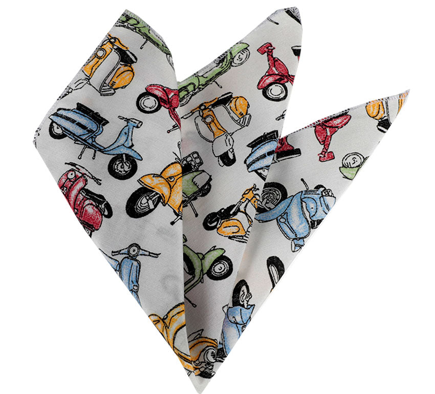 CEHA055 White Pattern with White Stars Pocket Square for Men - Premium Silk Handkerchiefs for Suits - Image 1