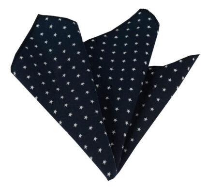 Black with White Stars Pocket Square for Men - Premium Silk Handkerchiefs for Suits - Celino Corp.