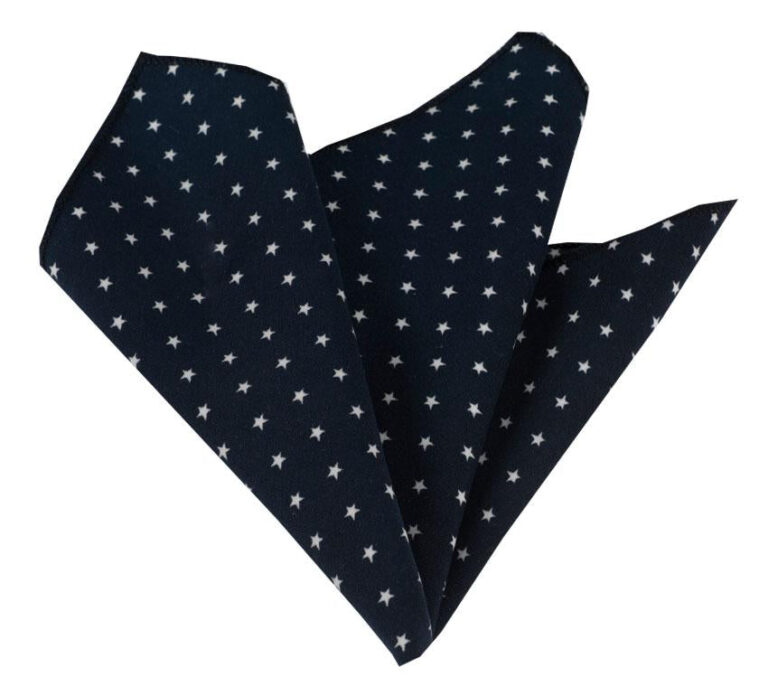 Black with White Stars Pocket Square for Men - Premium Silk Handkerchiefs for Suits - Celino Corp.
