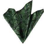 Green Black Paisley Pocket Square for Men - Premium Silk Handkerchiefs for Suits - Celino Corp.