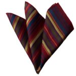 Red Multi Color Stripes Pocket Square for Men - Premium Silk Handkerchiefs for Suits