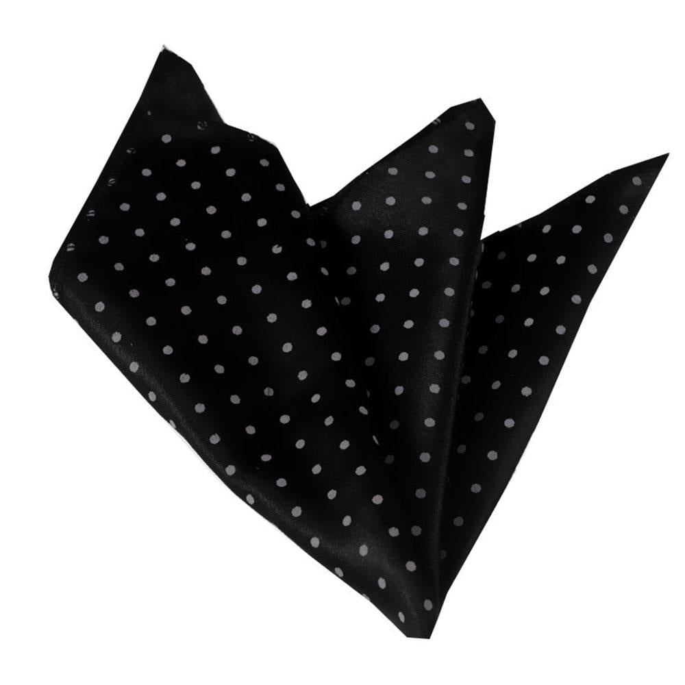 CEHA065 Black Gray Dots Pocket Square for Men - Premium Silk Handkerchiefs for Suits - Celino Corp.