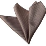 Beige Brown Striped Pocket Square for Men - Premium Silk Handkerchiefs for Suits