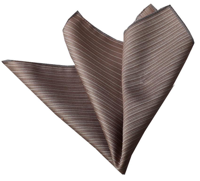 CEHA067_1 Beige Brown Striped Pocket Square for Men - Premium Silk Handkerchiefs for Suits - Image 1
