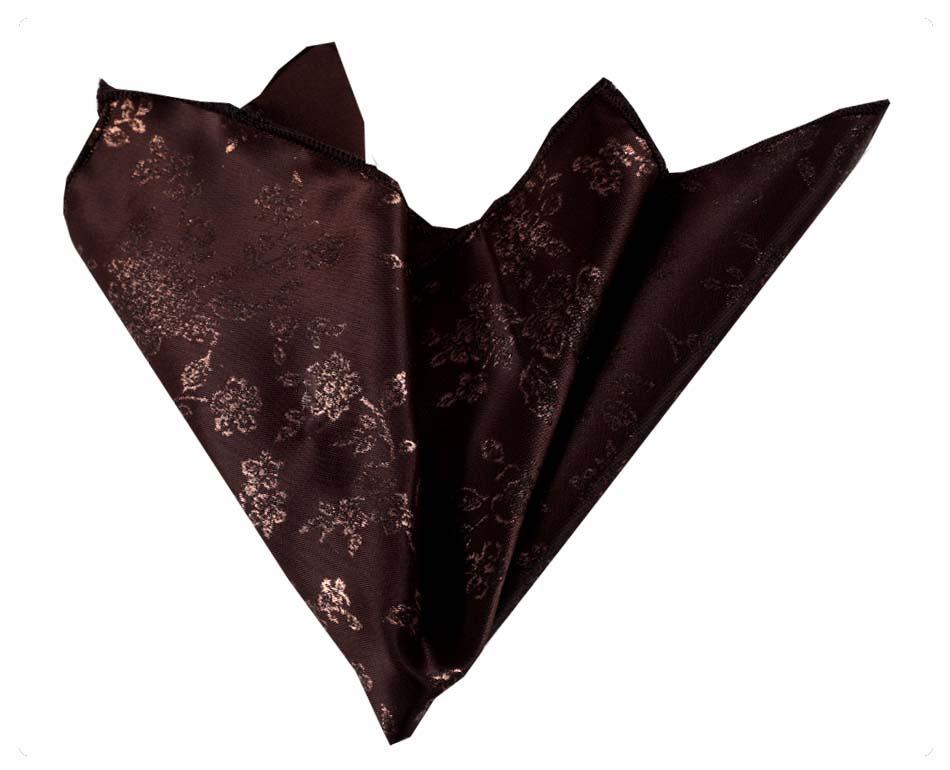 CEHA068 Brown With Metallic Paisley Pocket Square for Men - Premium Silk Handkerchiefs for Suits - Image 1