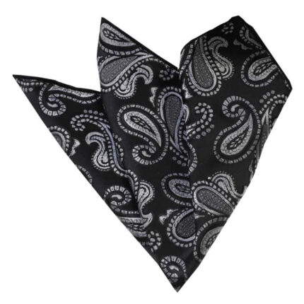 Gray Silver And Black Pocket Square for Men - Premium Silk Handkerchiefs for Suits - Celino Corp.