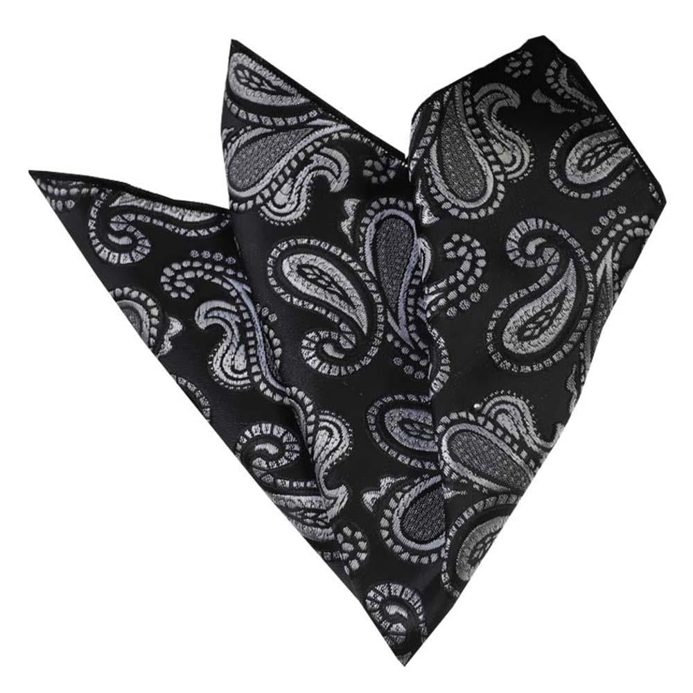 CEHA071 Gray Silver And Black Pocket Square for Men - Premium Silk Handkerchiefs for Suits - Celino Corp.
