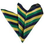 Multi Color Green Blue Yellow Striped Pocket Square for Men - Premium Silk Handkerchiefs for Suits - Celino Corp.