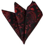 Rose Red Black Floral Paisley Pocket Square for Men - Premium Silk Handkerchiefs for Suits - Celino Corp.