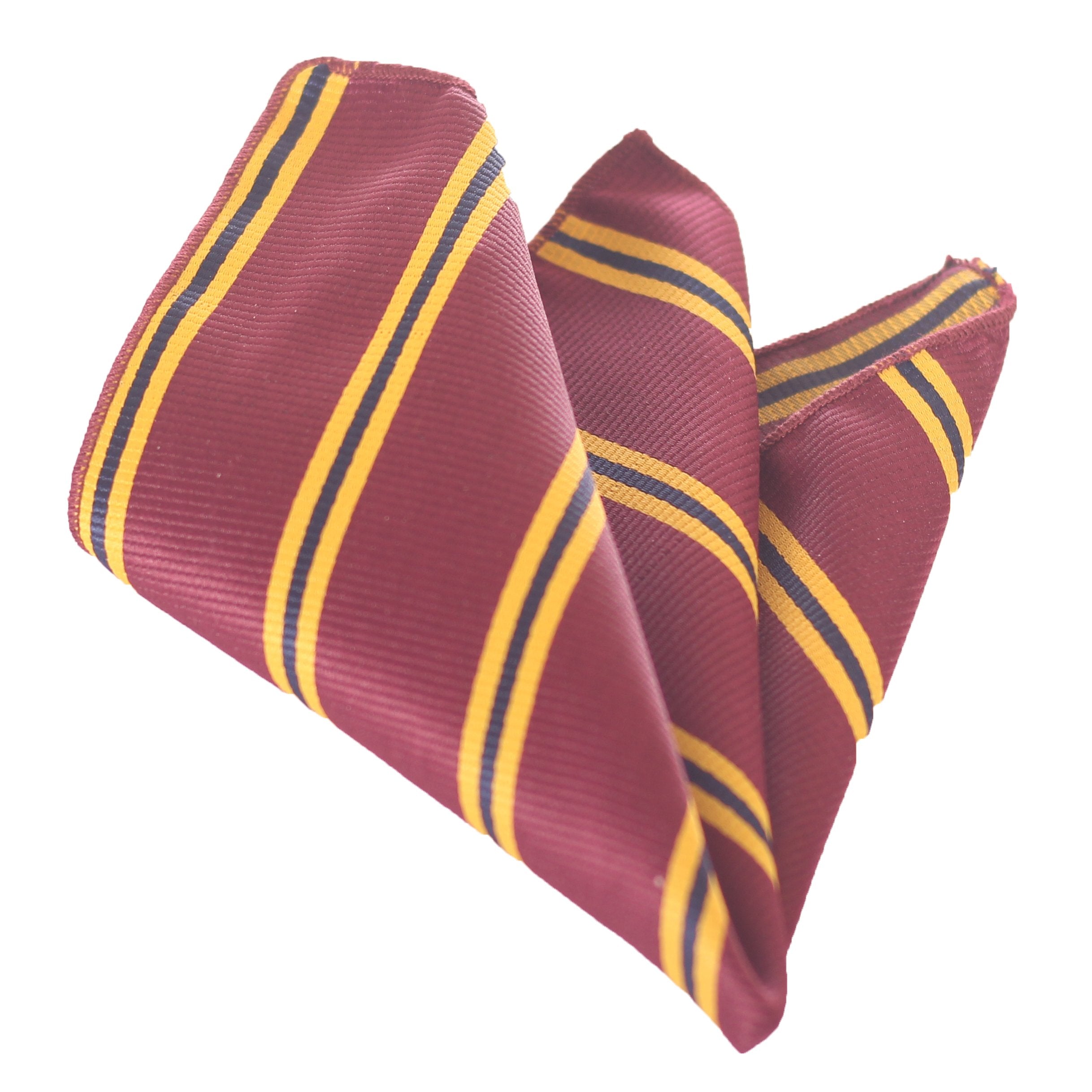 CEHA082 Burgandy & Yellow Lines Pocket Square for Men - Premium Silk Handkerchiefs for Suits - Image 1