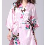 Pink Floral Printed Sleepwear for Women - 1 Piece Nightwear with Belt