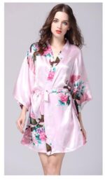 Pink Floral Printed Sleepwear for Women - 1 Piece Nightwear with Belt