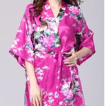 Violet Purple Floral Printed Sleepwear for Women - 1 Piece Nightwear with Belt