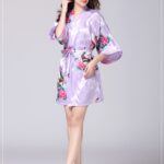 Lavender Purple Floral Printed Sleepwear for Women - 1 Piece Nightwear with Belt - Celino Corp.