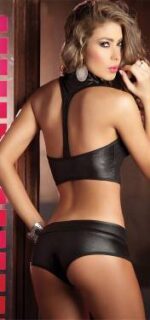 Black Strappy Womens Transparent Lace Bra and Panty Sets - 2 Piece Matching Lingerie Set for Women - Image 2