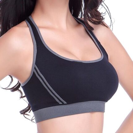 Black Strappy Womens Sports Bra - High Impact Bra Perfect for Yoga, Workout, Running