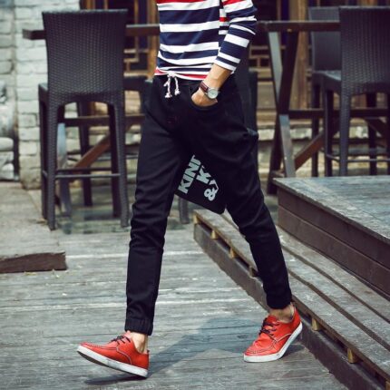 Dark Blue Slim Fit Jogger Jeans For Men - Fashion Skinny Cotton Sweatpants Zipper with Pockets