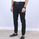 Black Slim Fit Jogger Jeans For Men - Fashion Skinny Cotton Sweatpants Zipper with Pockets