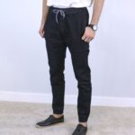Black Slim Fit Jogger Jeans For Men - Fashion Skinny Cotton Sweatpants Zipper with Pockets - Image 2