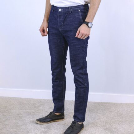 Navy Blue Slim Fit Jogger Jeans For Men - Fashion Skinny Cotton Sweatpants Zipper with Pockets